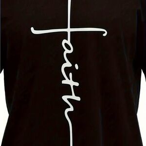 Men's Black Graphic Tee with Faith Design